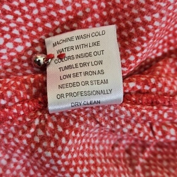 Grand & Greene Women's Top Blouse Size XL Red & White Pattern Long Sleeve - Picture 14 of 14